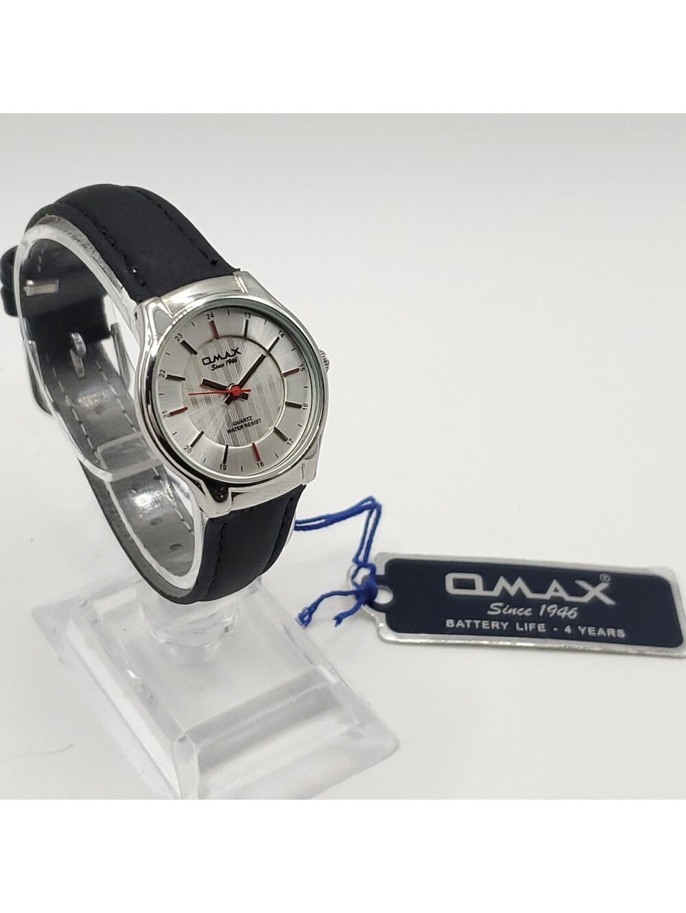 Omax Silver Tone Round Dial Quartz Womens Watch With Tag 26mm New Battery
